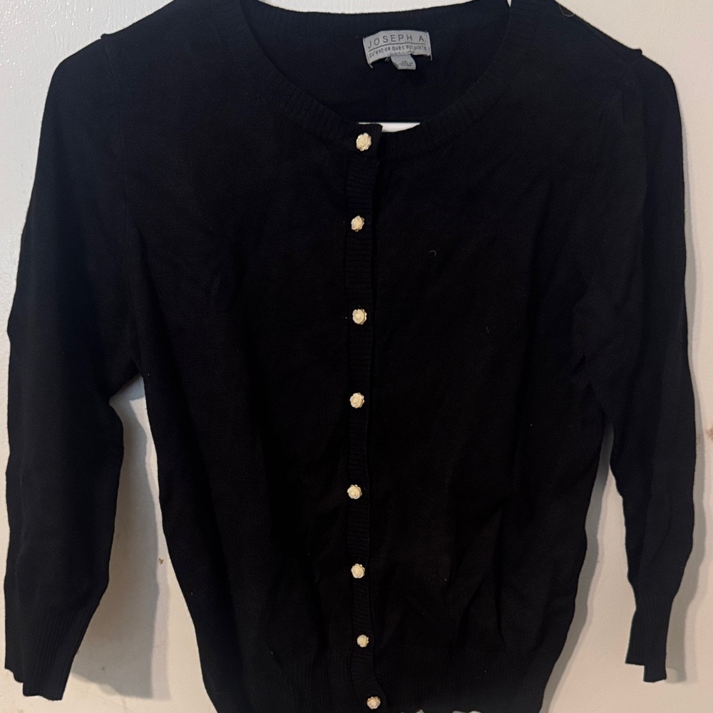 Joseph A Black Cardigan with Pearl Buttons